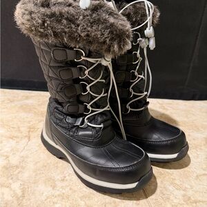 Lands' End Kids Black Quilted Winter Boots